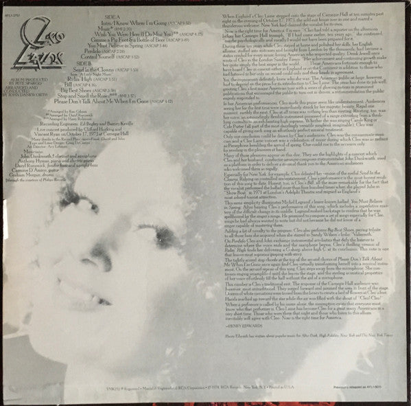 Cleo Laine : Live!!! At Carnegie Hall (LP, Album, RE)