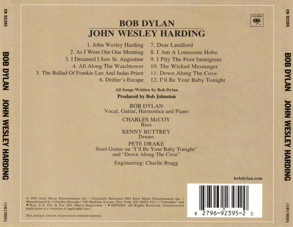 Bob Dylan : John Wesley Harding (CD, Album, RE, RM)