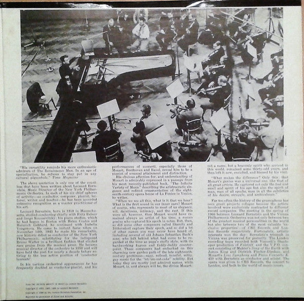 Leonard Bernstein, Wiener Philharmoniker / Wolfgang Amadeus Mozart : Mozart: Piano Concerto No. 15 In B Flat , K. 450 / Symphony No. 36 In C, K. 425 "Linz" (LP, Gat)