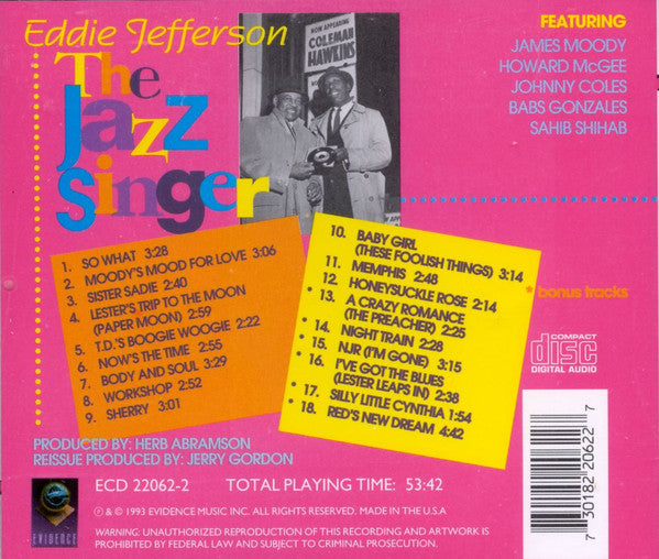 Eddie Jefferson : The Jazz Singer (CD, Album, RE, RM)