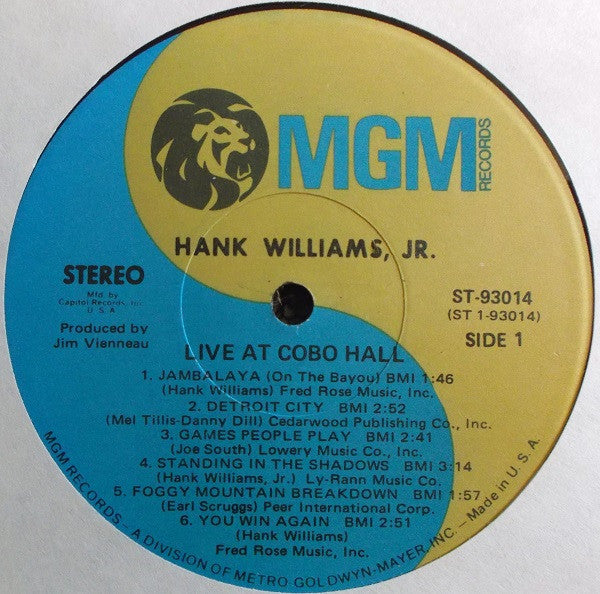 Hank Williams Jr. : Live At Cobo Hall Detroit (LP, Album, Club)