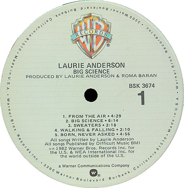 Laurie Anderson : Big Science (LP, Album, Eur)