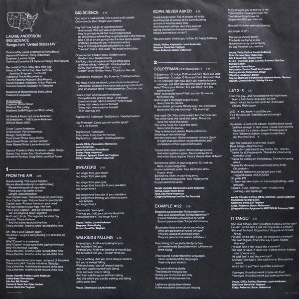 Laurie Anderson : Big Science (LP, Album, Eur)