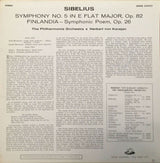 Jean Sibelius - Philharmonia Orchestra, Herbert von Karajan : Symphony No. 5 In E Flat Major. Op. 82. /  Finlandia Op. 26 (LP, Album, RP)