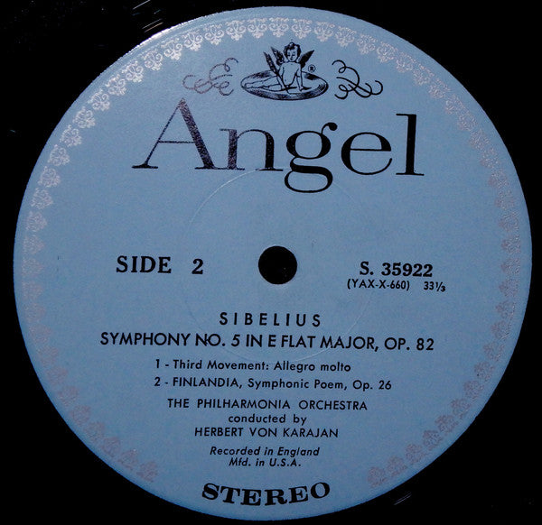 Jean Sibelius - Philharmonia Orchestra, Herbert von Karajan : Symphony No. 5 In E Flat Major. Op. 82. /  Finlandia Op. 26 (LP, Album, RP)