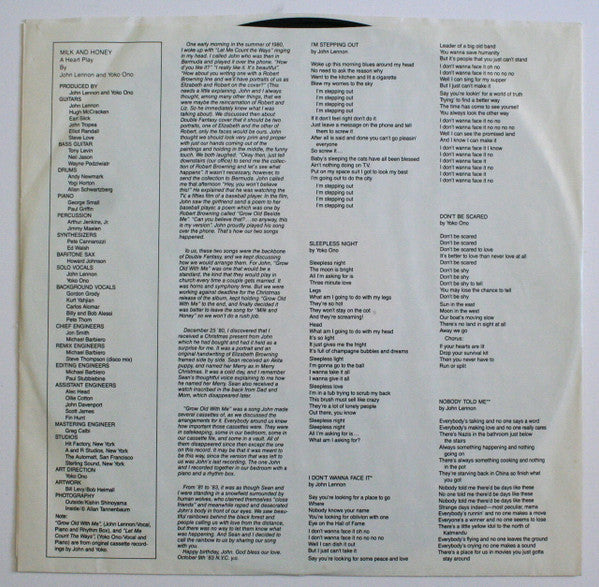 John Lennon & Yoko Ono : Milk And Honey (LP, Album, Hau)