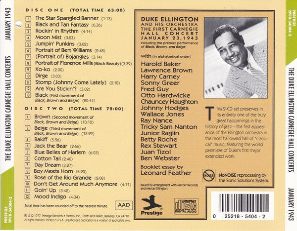 Duke Ellington And His Orchestra : The Duke Ellington Carnegie Hall Concerts: January 1943 (2xCD, Album, RE)