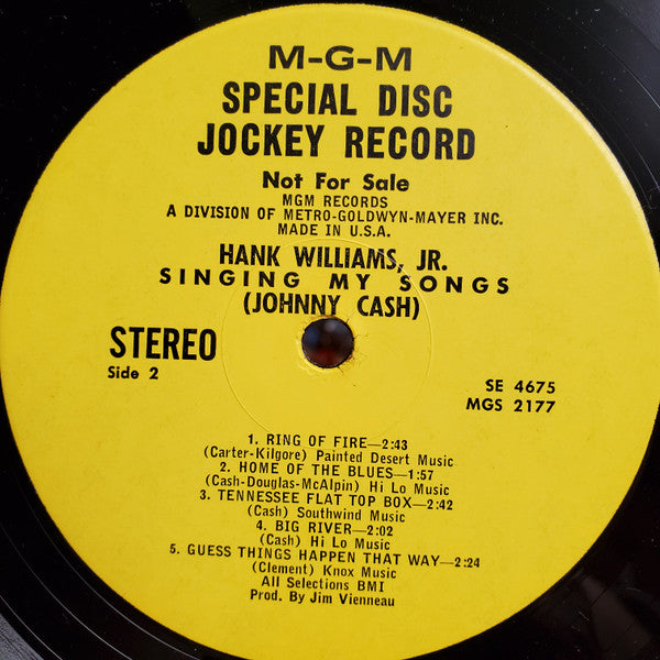 Hank Williams, Jr.* : Singing My Songs (Johnny Cash) (LP, Album, Promo)