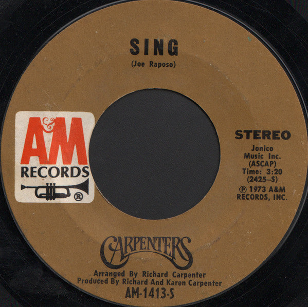 Carpenters : Sing (7", Single, Styrene, Pit)