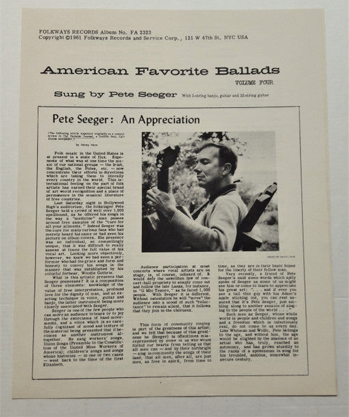 Pete Seeger : American Favorite Ballads, Vol. 4 (LP, Album)