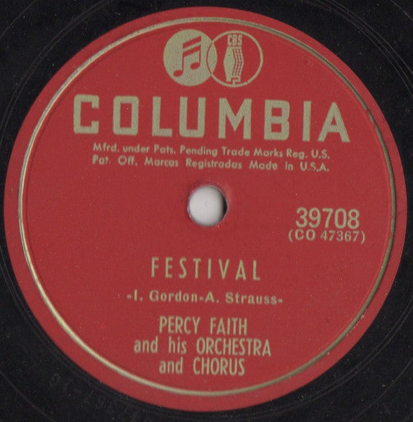 Percy Faith & His Orchestra / Percy Faith And His Orchestra And Chorus : Delicado / Festival (Shellac, 10")