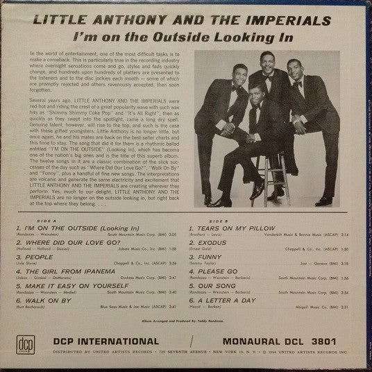 Little Anthony & The Imperials : I'm On The Outside (Looking In) (LP, Album, Mono, Pit)