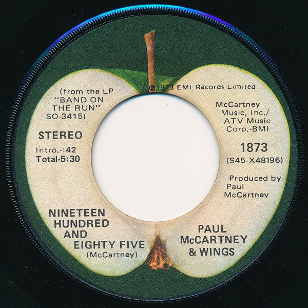 Wings (2) : Band On The Run (7", Single, Win)