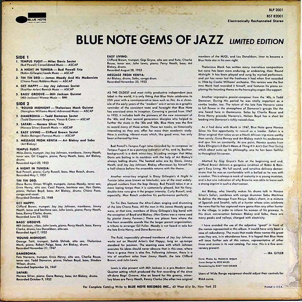 Various : Blue Note Gems Of Jazz (LP, Comp, Ltd, RE, RM)
