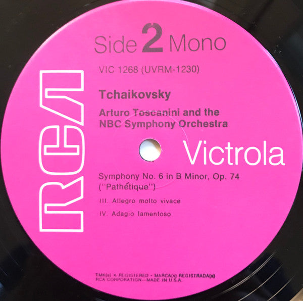 Pyotr Ilyich Tchaikovsky - Arturo Toscanini, NBC Symphony Orchestra : Symphony No. 6, In B Minor, Op. 74 ("Pathétique") (LP, Album, Mono)