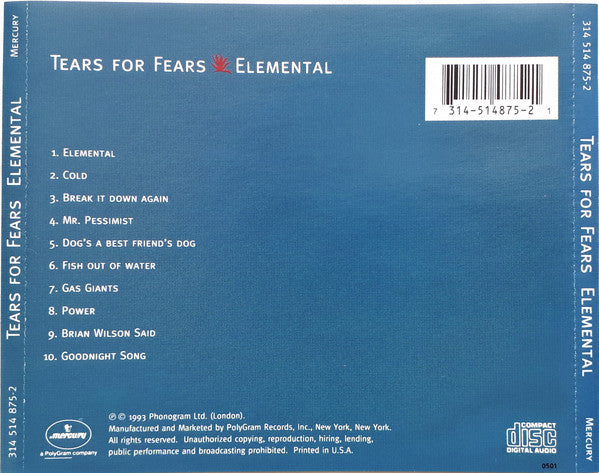 Tears For Fears : Elemental (CD, Album)