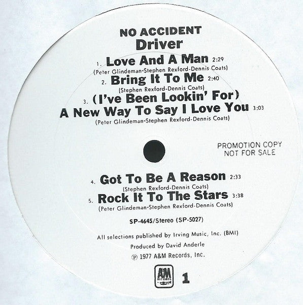 Driver (8) : No Accident (LP, Album, Promo)