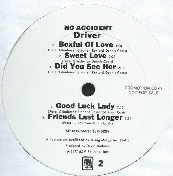 Driver (8) : No Accident (LP, Album, Promo)
