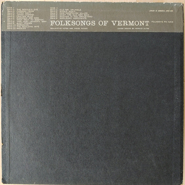 Margaret MacArthur : Folksongs Of Vermont (LP)