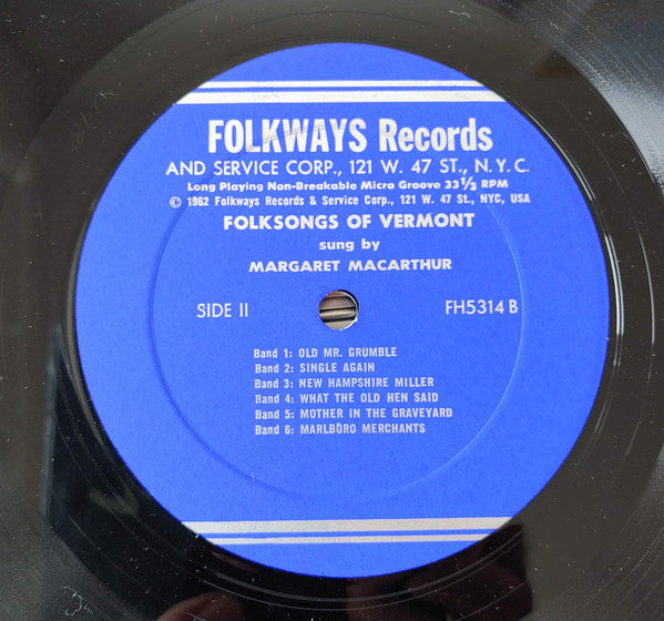 Margaret MacArthur : Folksongs Of Vermont (LP)