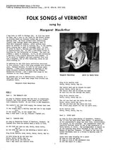 Margaret MacArthur : Folksongs Of Vermont (LP)