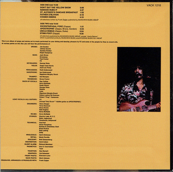 Frank Zappa : Apostrophe (') (CD, Album, Ltd, RE, RM, Car)