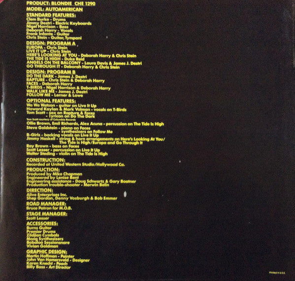 Blondie : AutoAmerican (LP, Album, Ter)