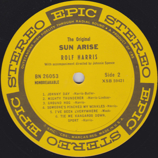 Rolf Harris : The Original Tie Me Kangaroo Down, Sport & Sun Arise (LP, Album, RP)