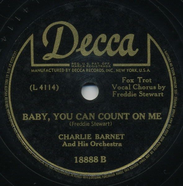 Charlie Barnet And His Orchestra : Andy's Boogie / Baby, You Can Count On Me (Shellac, 10")