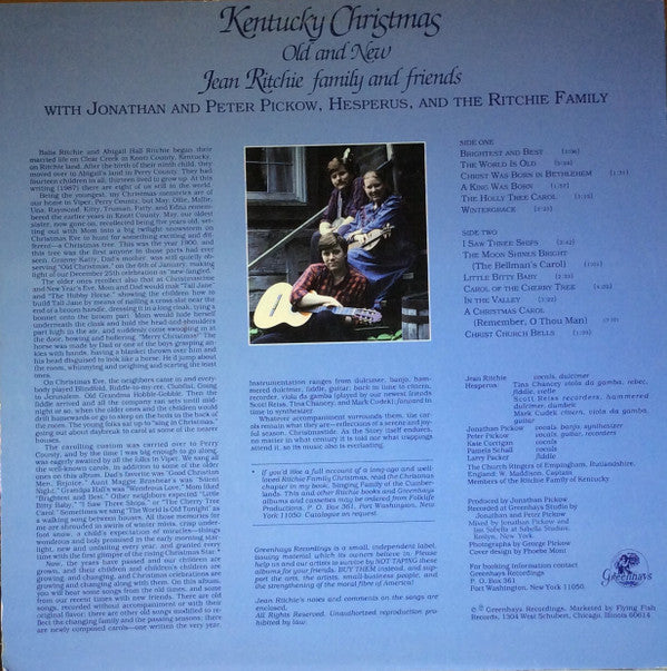 Jean Ritchie, The Ritchie Family Of Kentucky : Kentucky Christmas Old And New (LP, Album)