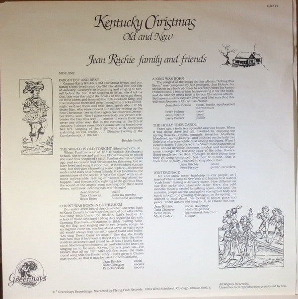 Jean Ritchie, The Ritchie Family Of Kentucky : Kentucky Christmas Old And New (LP, Album)