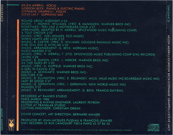 Helen Merrill : Music Makers (CD, Album)