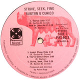 Ray Burton (2) & Gino Cunico : Strive, Seek, Find (LP, Album, Promo, pin)