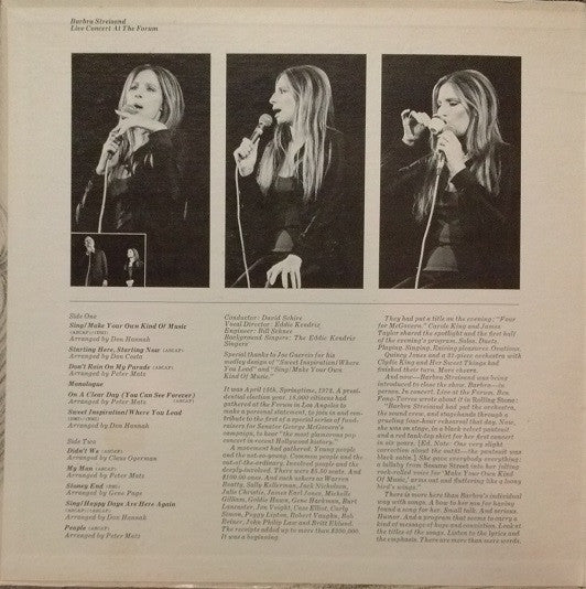 Barbra Streisand : Live Concert At The Forum (LP, Album, Gat)
