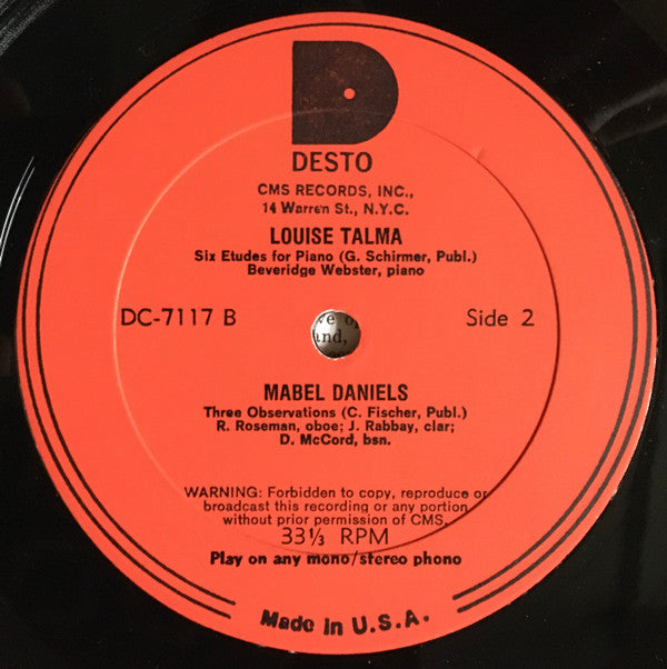 Mabel Daniels / Miriam Gideon / Julia Smith (2) / Louise Talma : Four American Composers (LP, Album)