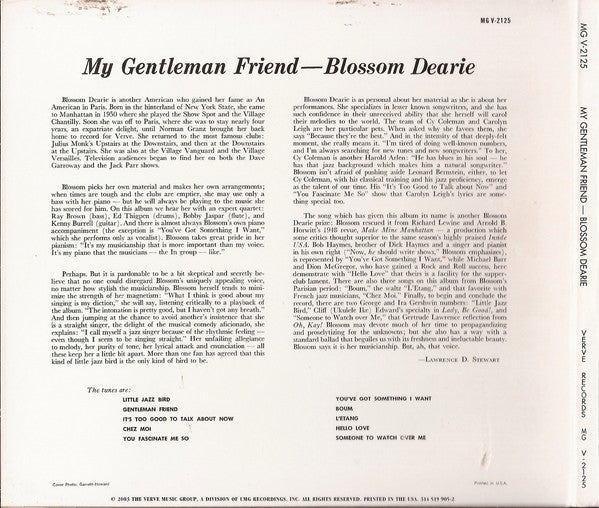 Blossom Dearie : My Gentleman Friend (CD, Album, Ltd, RE, RM)