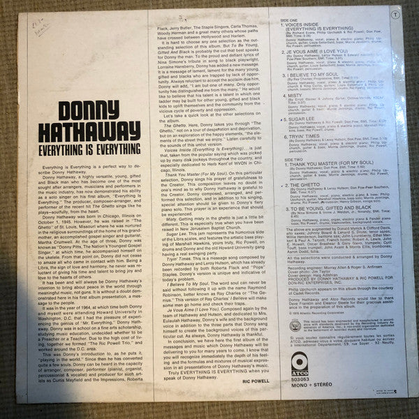 Donny Hathaway : Everything Is Everything (LP, Album, Mono)
