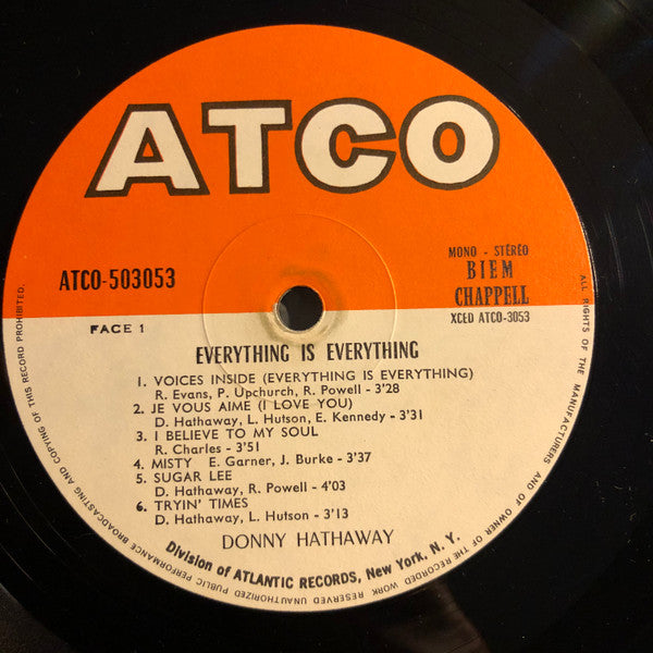 Donny Hathaway : Everything Is Everything (LP, Album, Mono)
