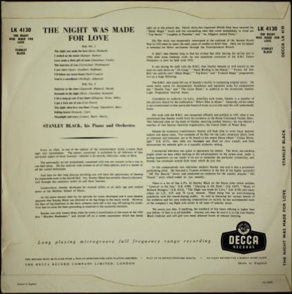 Stanley Black & His Orchestra : The Night Was Made For Love (LP, Album, Mono)