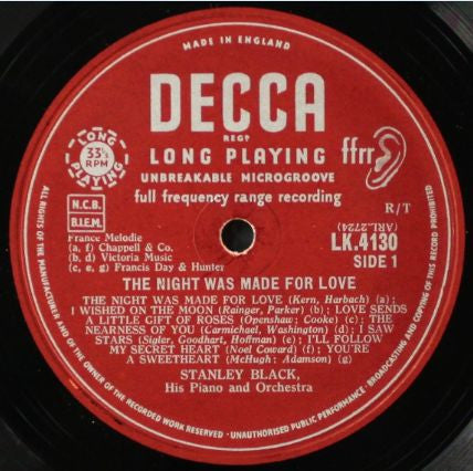 Stanley Black & His Orchestra : The Night Was Made For Love (LP, Album, Mono)