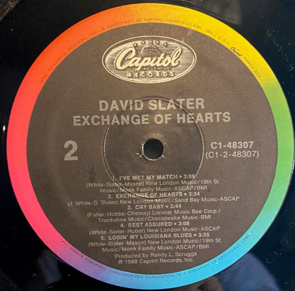 David Slater : Exchange Of Hearts (LP, Album)