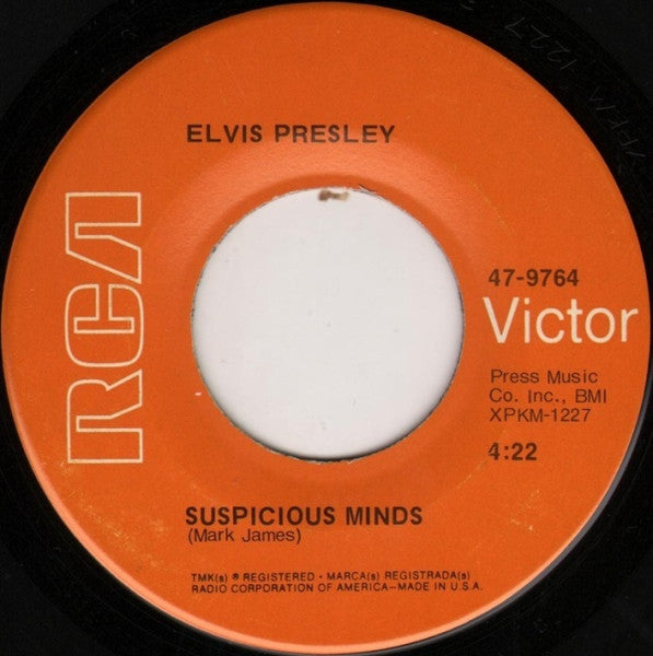 Elvis Presley : Suspicious Minds / You'll Think Of Me (7", Single, Ind)