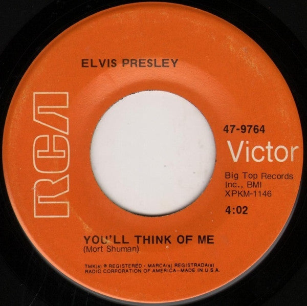 Elvis Presley : Suspicious Minds / You'll Think Of Me (7", Single, Ind)