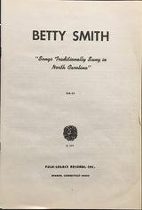 Betty Smith (4) : Songs Traditionally Sung In North Carolina (LP)