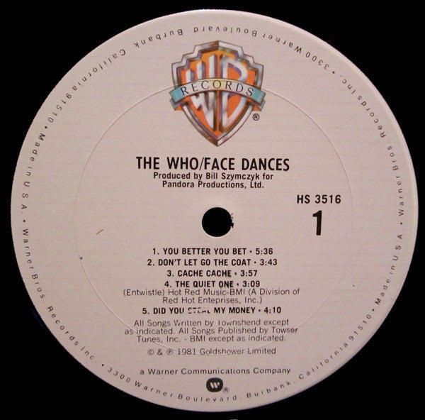 The Who : Face Dances (LP, Album, Club, Ter)
