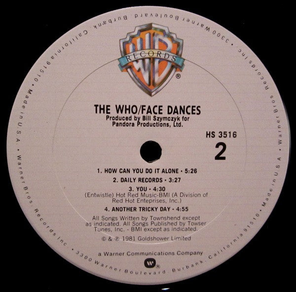 The Who : Face Dances (LP, Album, Club, Ter)