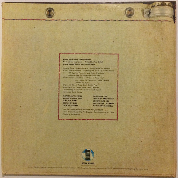 Jackson Browne : Jackson Browne (LP, Album, RE, PR)