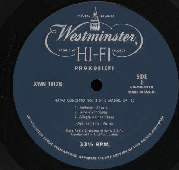 Sergei Prokofiev, David Oistrach, Emil Gilels : Piano Concerto No. 3 / Violin Concerto No. 1 (LP, Comp, Mono)