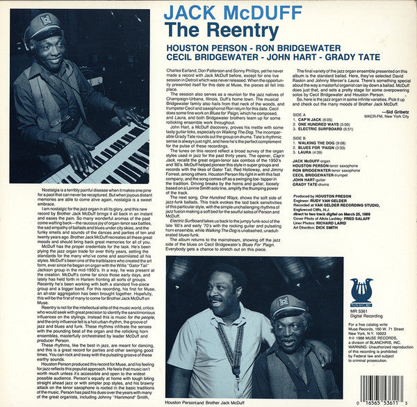 Brother Jack McDuff : The Reentry (LP, Album)