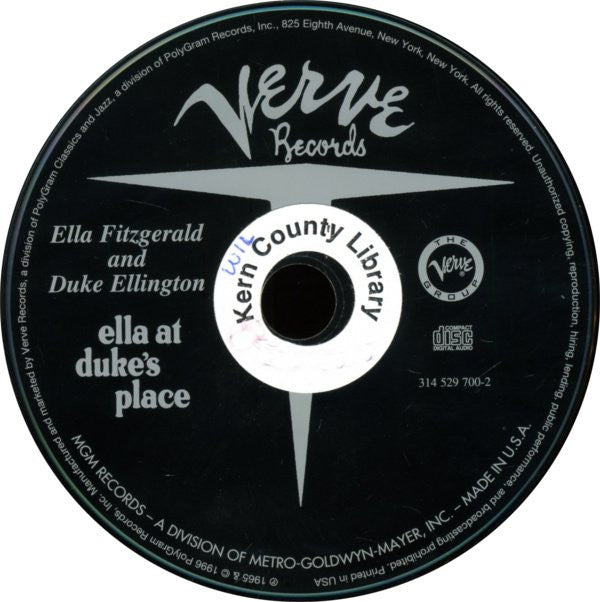 Ella Fitzgerald And Duke Ellington : Ella At Duke's Place (CD, Album, RE)